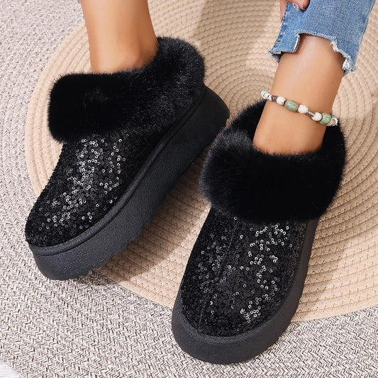 🇬🇧Sequin Chunky Slippers - Black