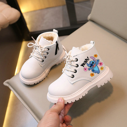 🇬🇧Floral St!tch Boots - Cream Fur