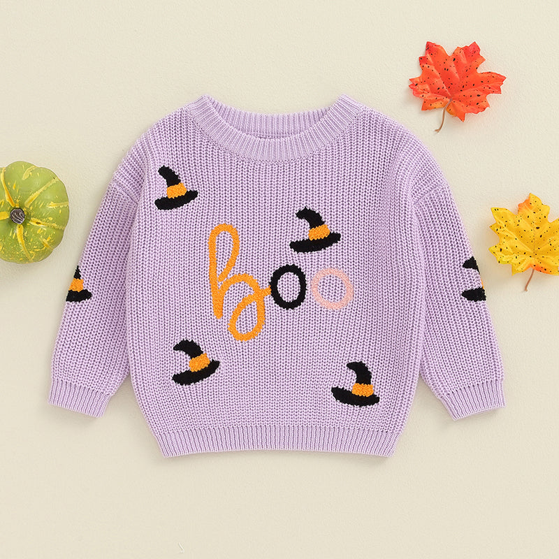 🇬🇧Kids Knit Sweater Halloween - Boo Purple