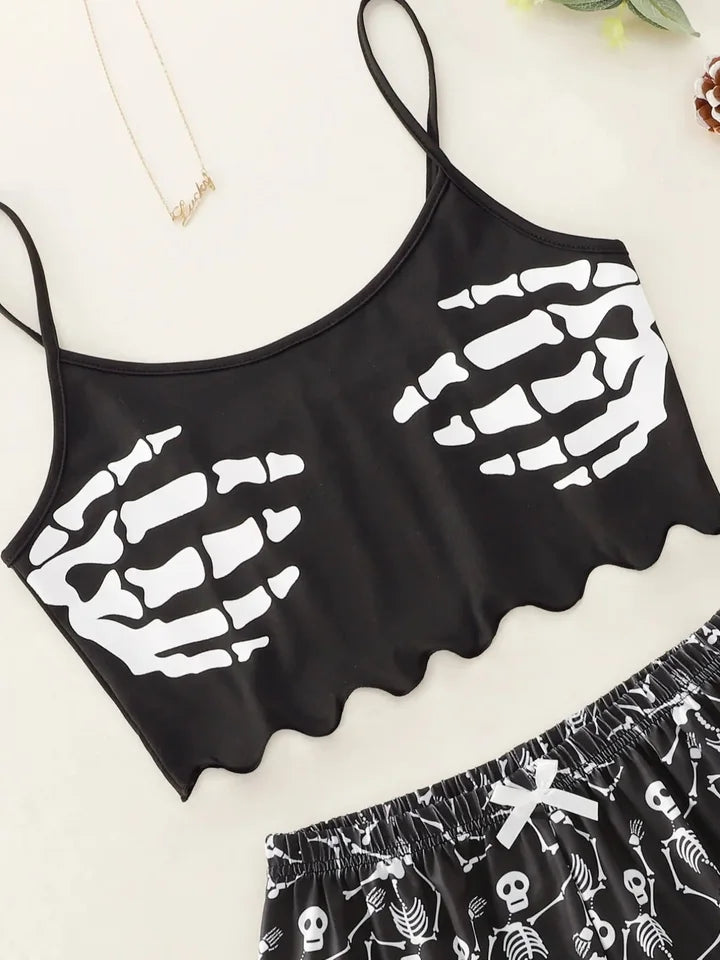 🇬🇧Skeleton Hand Print PJs - Black