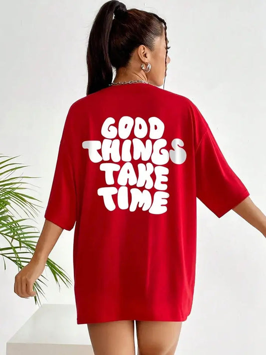 🇬🇧Good Things Take Time Tshirt - Red