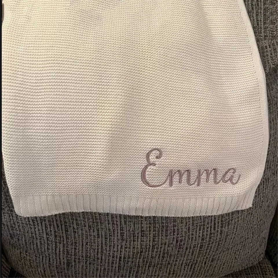 🇬🇧Knitted Personalised Baby Blanket