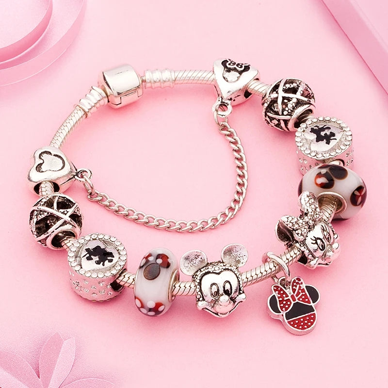 🇬🇧Red&Black Minnie Crystal Charm Bracelet