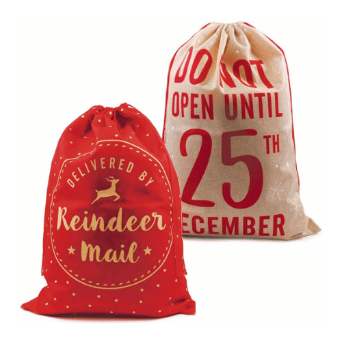 Asst Plush Christmas Hessian Style Printed Sack