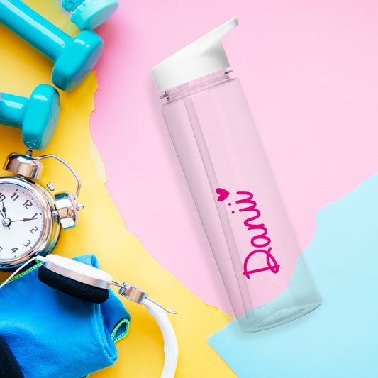 🇬🇧Personalised Pink Heart Name Only Water Bottle