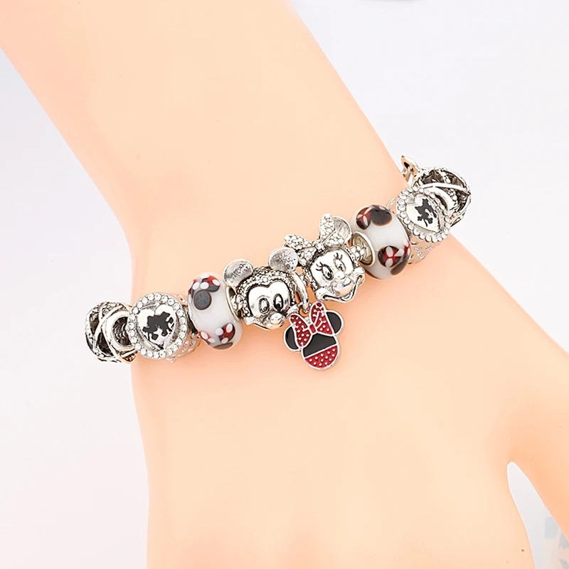 🇬🇧Red&Black Minnie Crystal Charm Bracelet