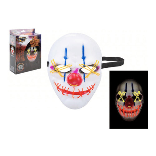 Scary Halloween Neon Light Up Clown Mask