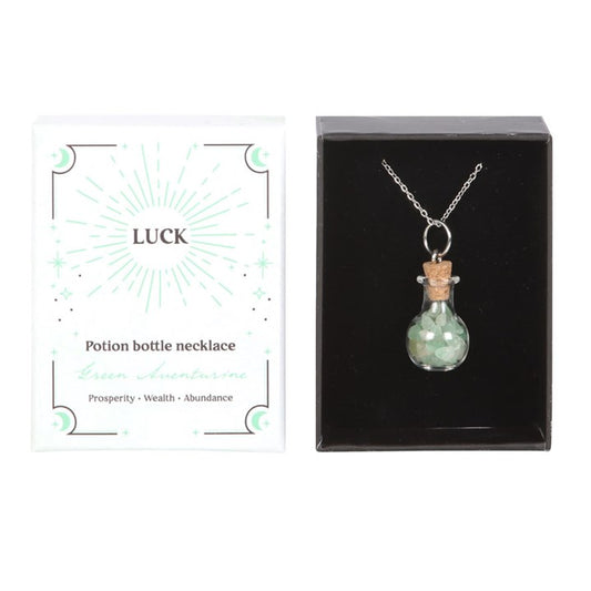 🇬🇧Luck Green Aventurine Crystal Chip Potion Bottle Necklace