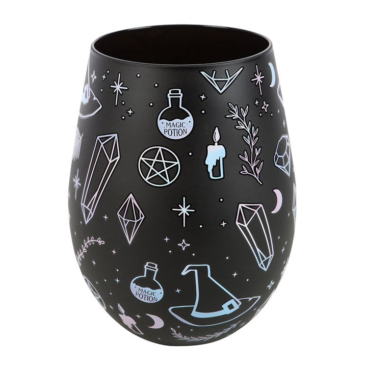 🇬🇧Crystal Witch Print Stemless Glass