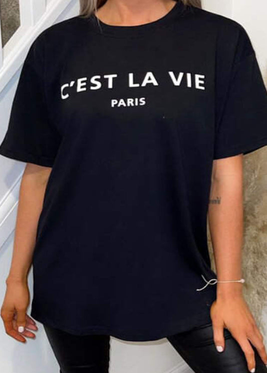 🇬🇧C'est La Vie Paris Slogan T-shirt Oversized - 2 Colours