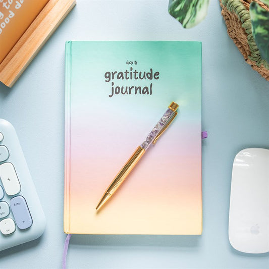 🇬🇧Multicoloured Gratitude Journal with Amethyst Pen