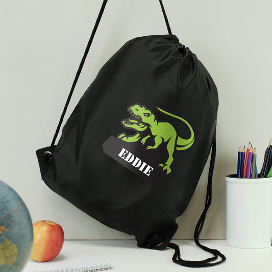 🇬🇧Personalised Dinosaur Black Kit Bag