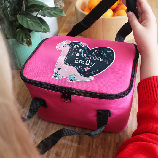 🇬🇧Personalised Dinosaur Pink Lunch Bag