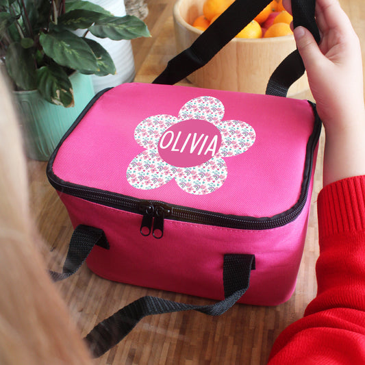 🇬🇧Personalised Flower Pink Lunch Bag