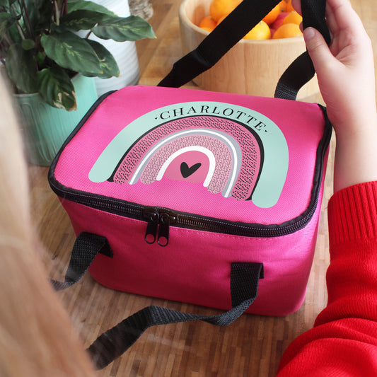 🇬🇧Personalised Rainbow Pink Lunch Bag