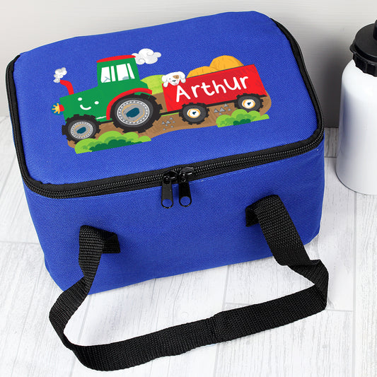 🇬🇧Personalised Tractor Blue Lunch Bag