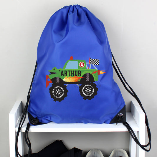 🇬🇧Personalised Monster Truck Blue Kit Bag