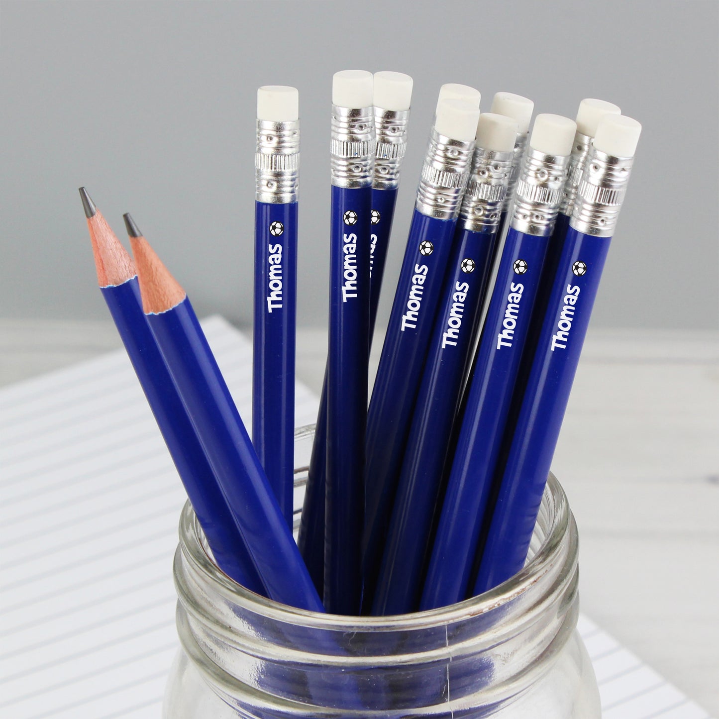 🇬🇧Personalised Football Motif Blue Pencils