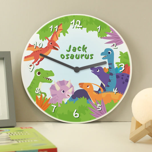 🇬🇧Personalised Dinosaur Wooden Childrens Clock