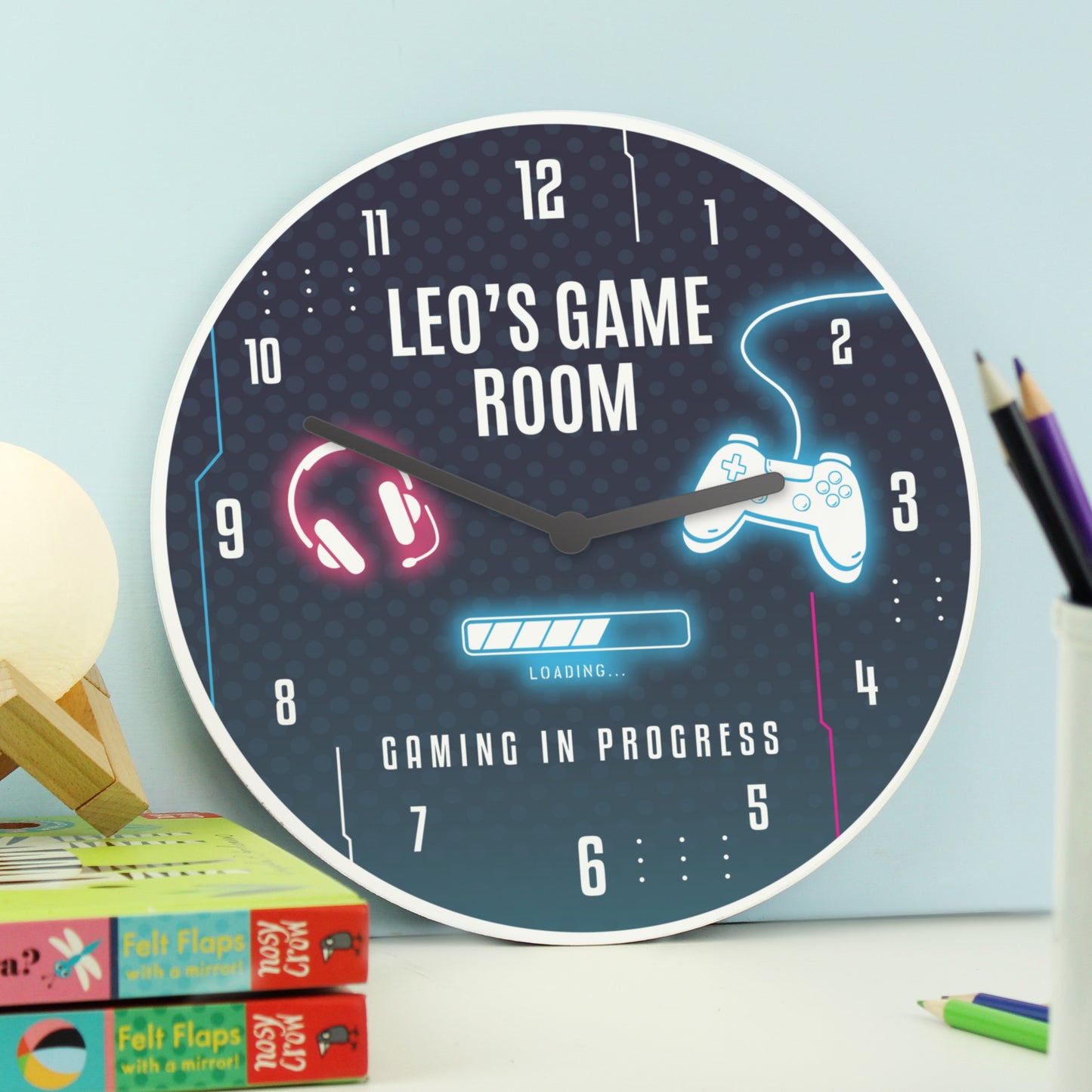 🇬🇧Personalised Gaming Wooden Childrens Clock