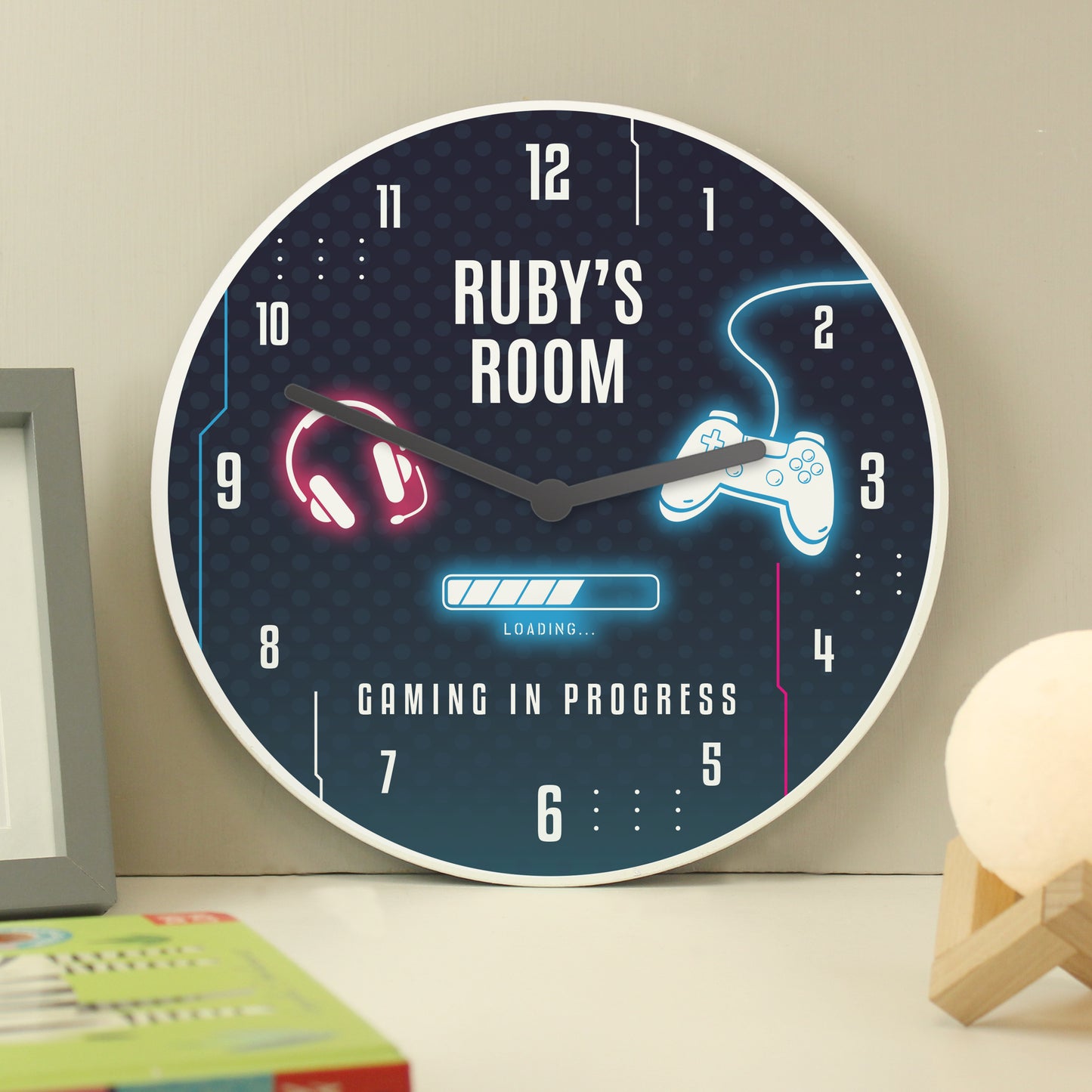 🇬🇧Personalised Gaming Wooden Childrens Clock