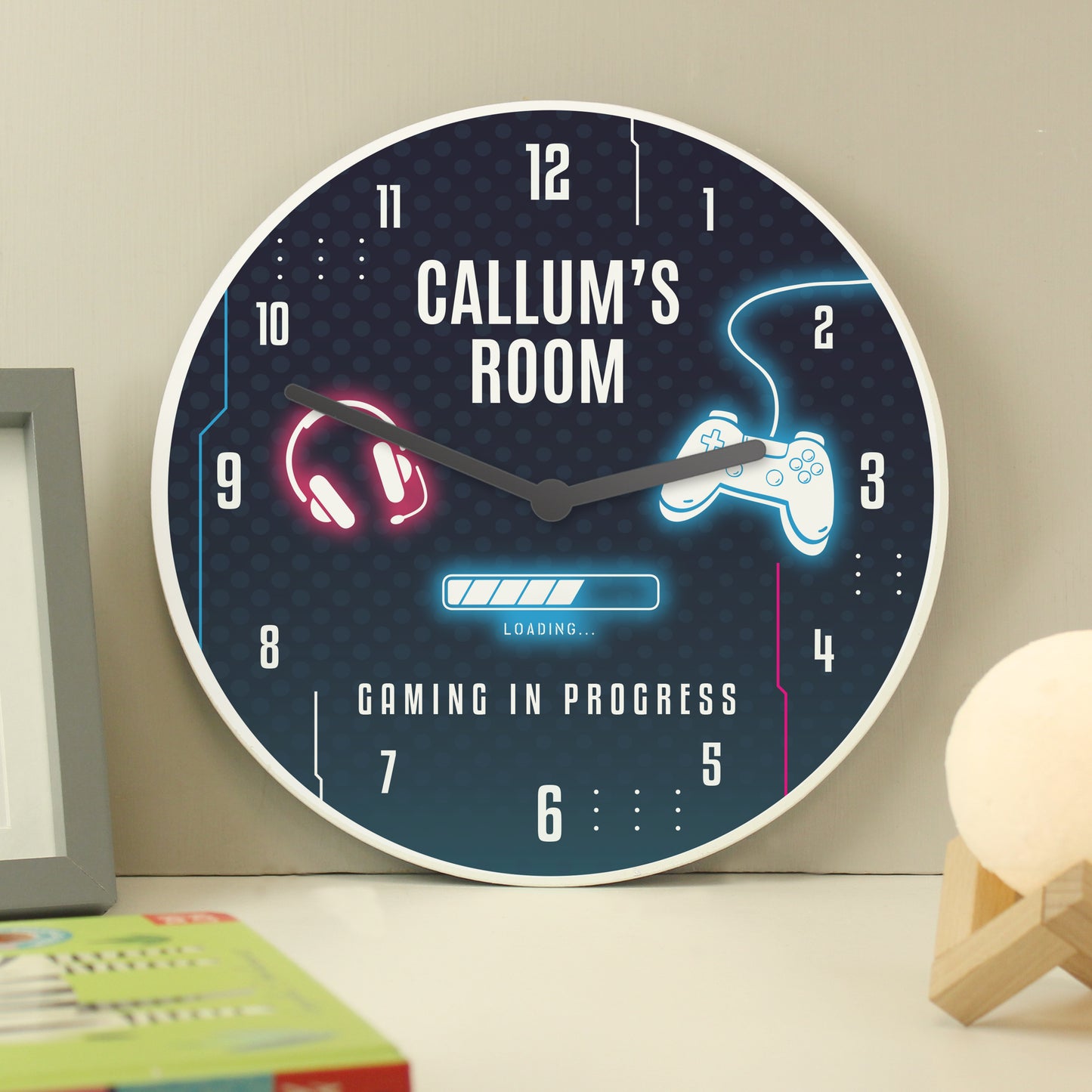 🇬🇧Personalised Gaming Wooden Childrens Clock