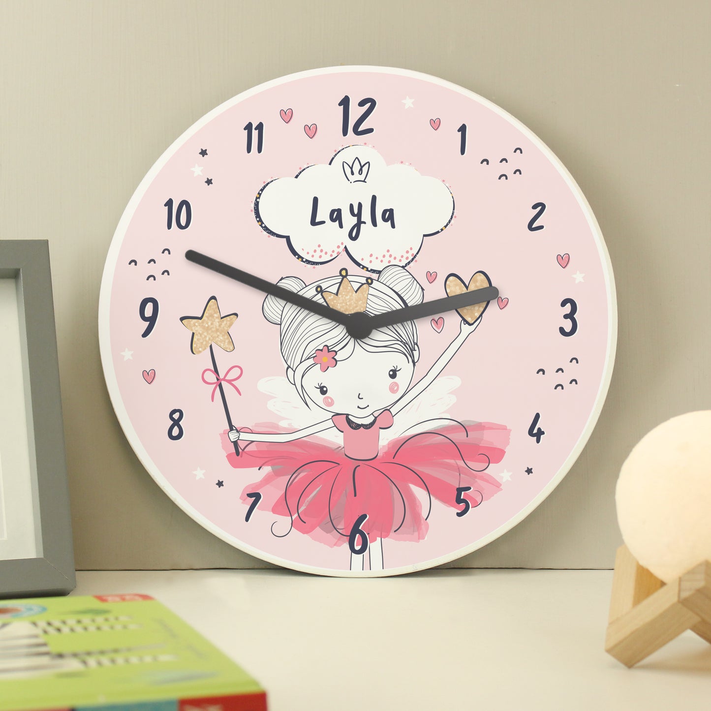 🇬🇧Personalised Fairy Wooden Childrens Clock