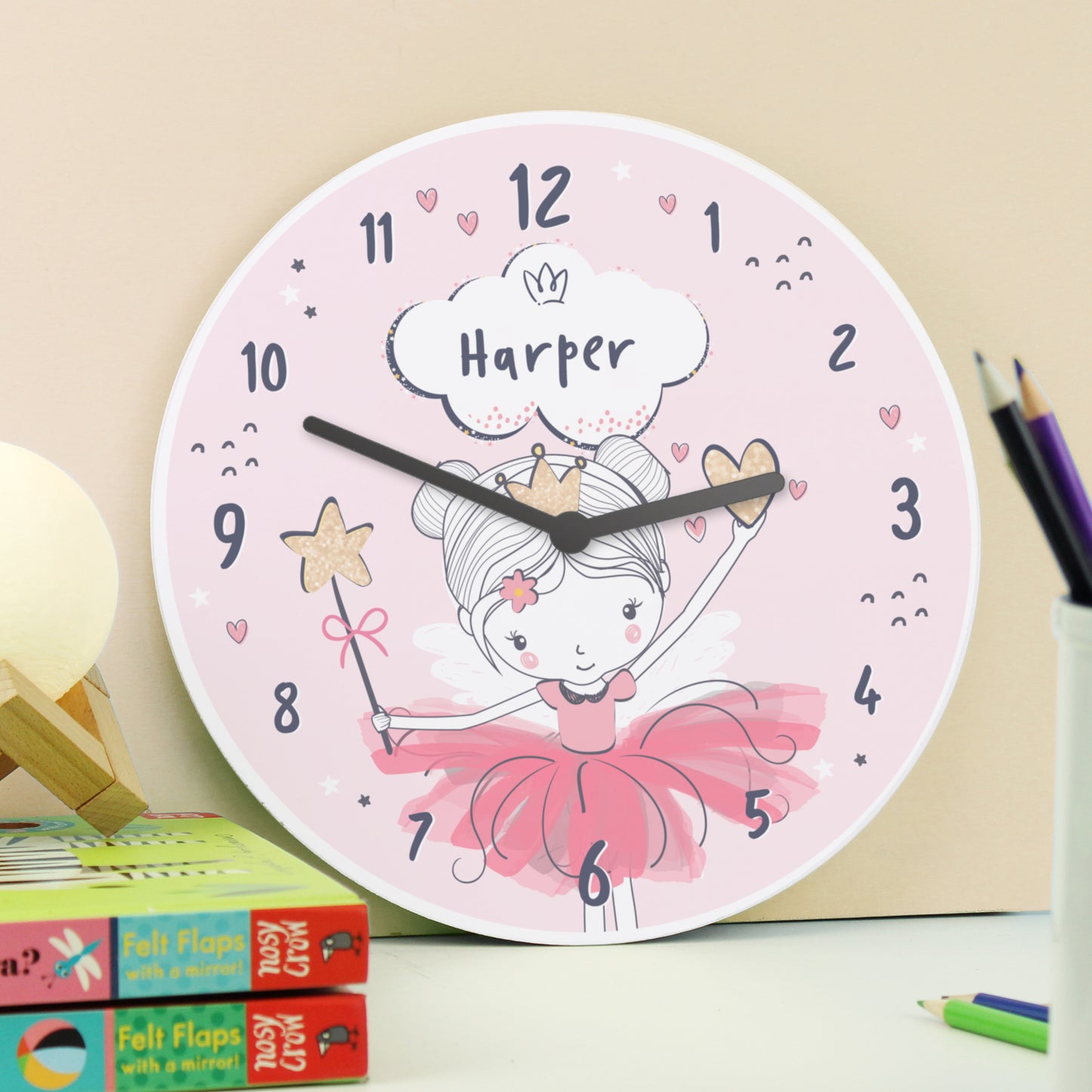 🇬🇧Personalised Fairy Wooden Childrens Clock