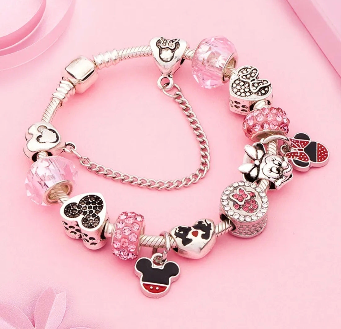 Pink/Black Charm Bracelet