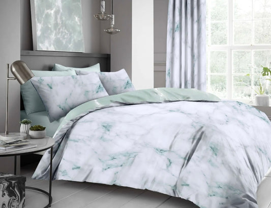 🇬🇧Marble Effect Duck Egg Duvet Set