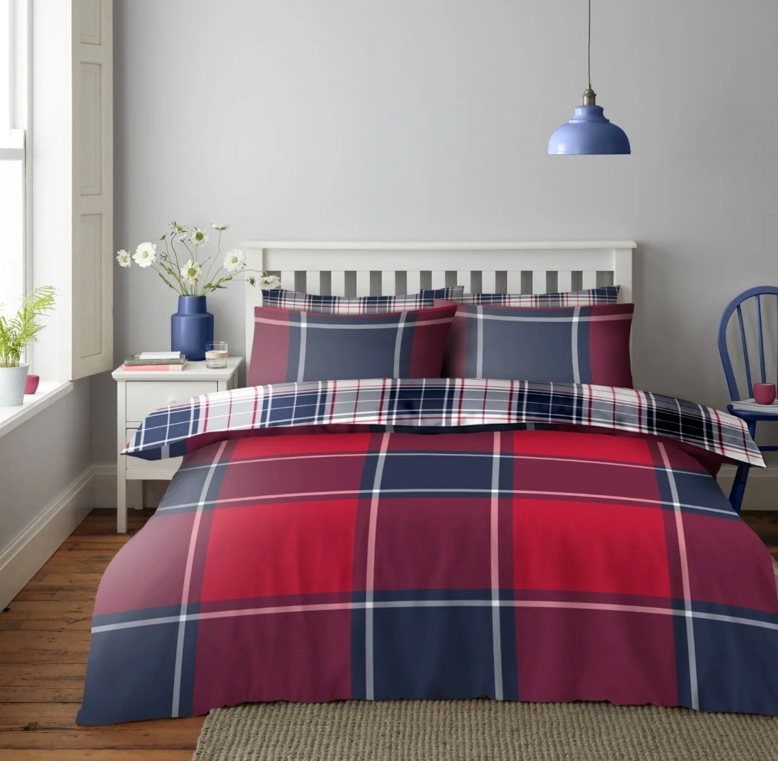 🇬🇧Wimbourne Check Red Duvet Set