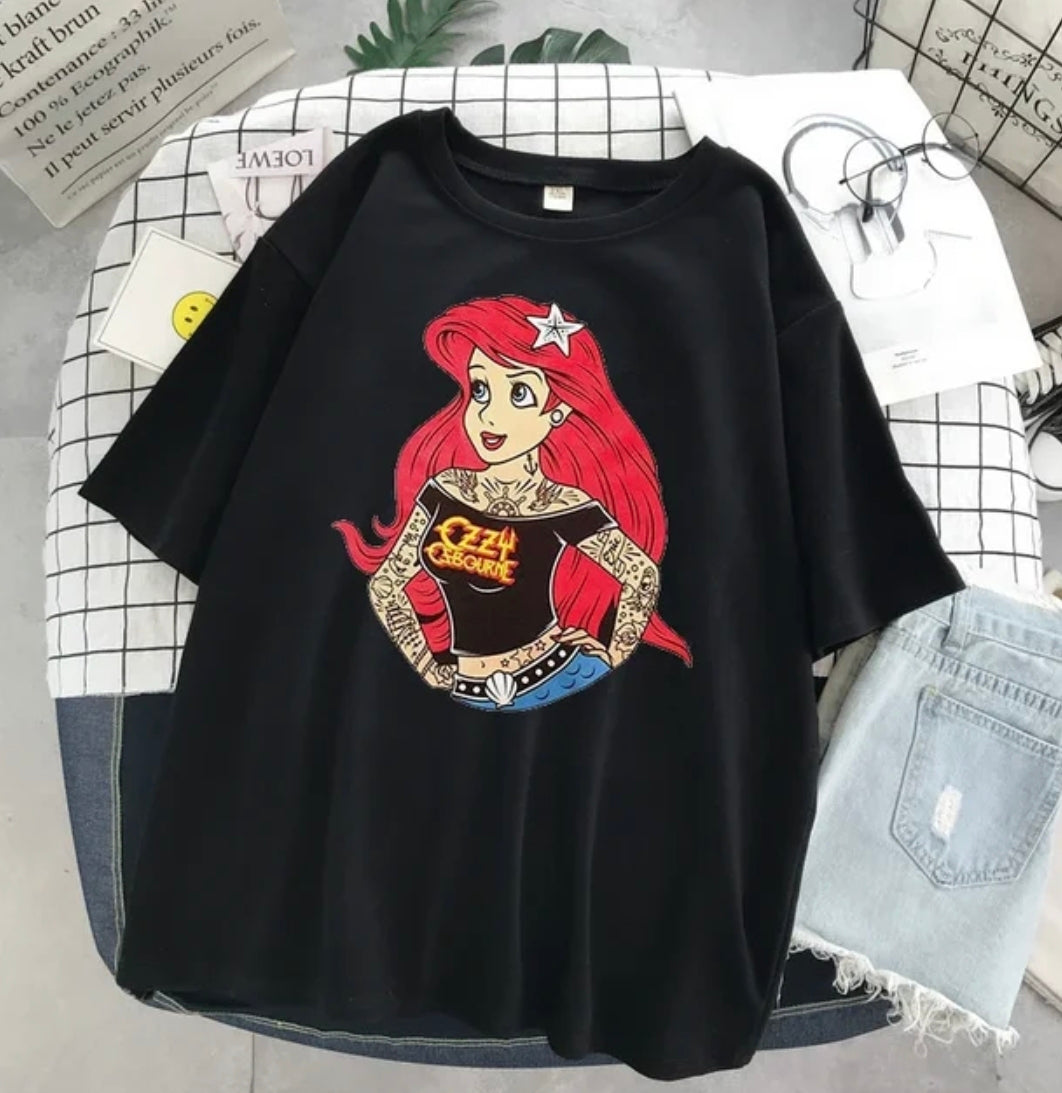 🇬🇧Tattoo Mermaid Tshirt - Black