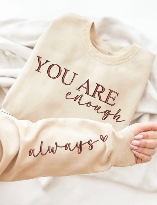 🇬🇧You Are Enough, Slogan Sleeve Jumper - Apricot