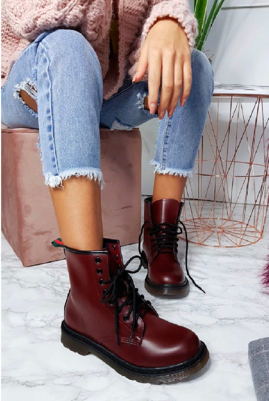 🇬🇧Block Heel Chunky Autumn Boots - Burgundy