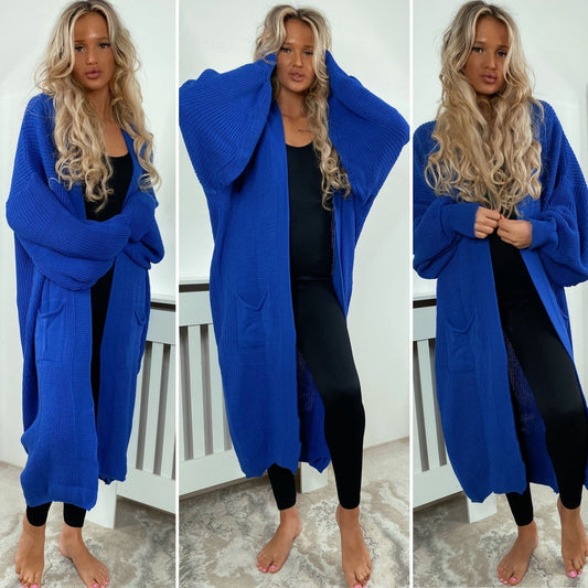 🇬🇧Ellie Oversized Knit Balloon Maxi Cardigan - Royal Blue