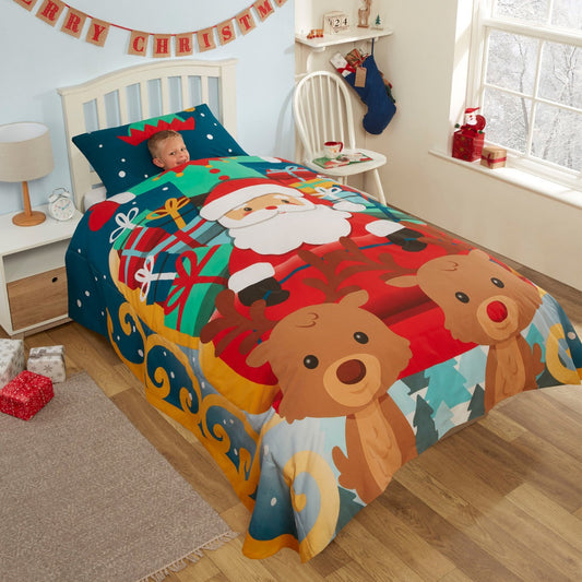 🇬🇧Santa's Sleigh Reversible Christmas Duvet Set