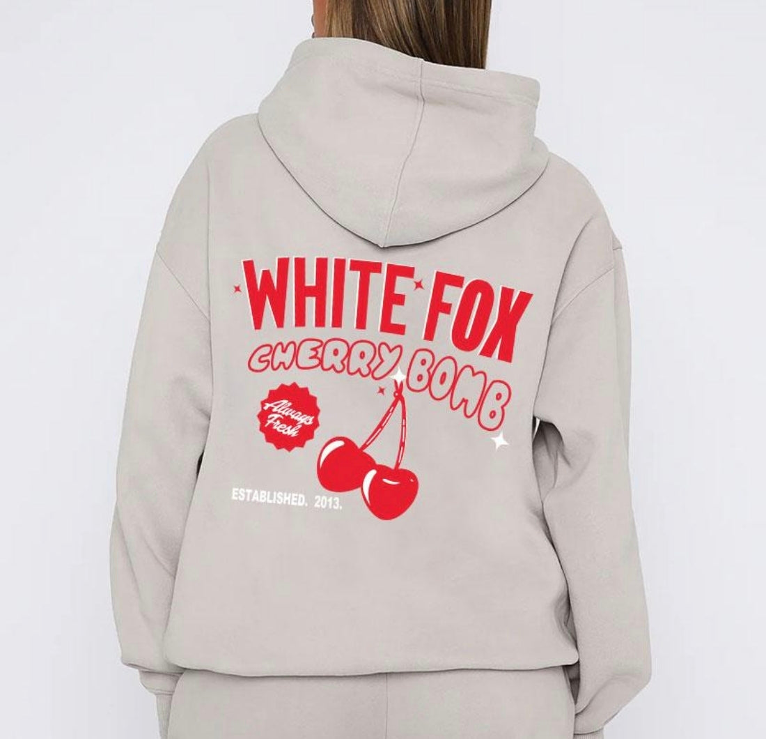 🇬🇧Cherries Love Hoodie - Silver Grey