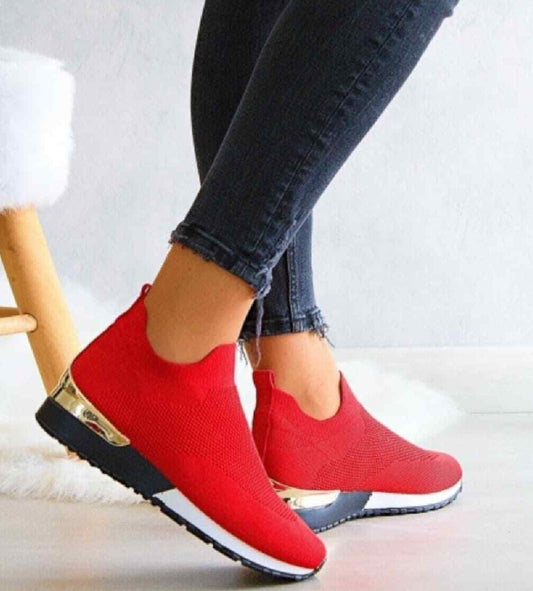 🇬🇧Slip On Wedge Classic Sock Trainers - Red