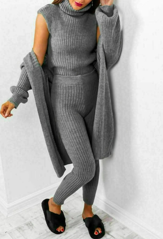 🇬🇧Roll Neck 3PC Loungewear - Charcoal