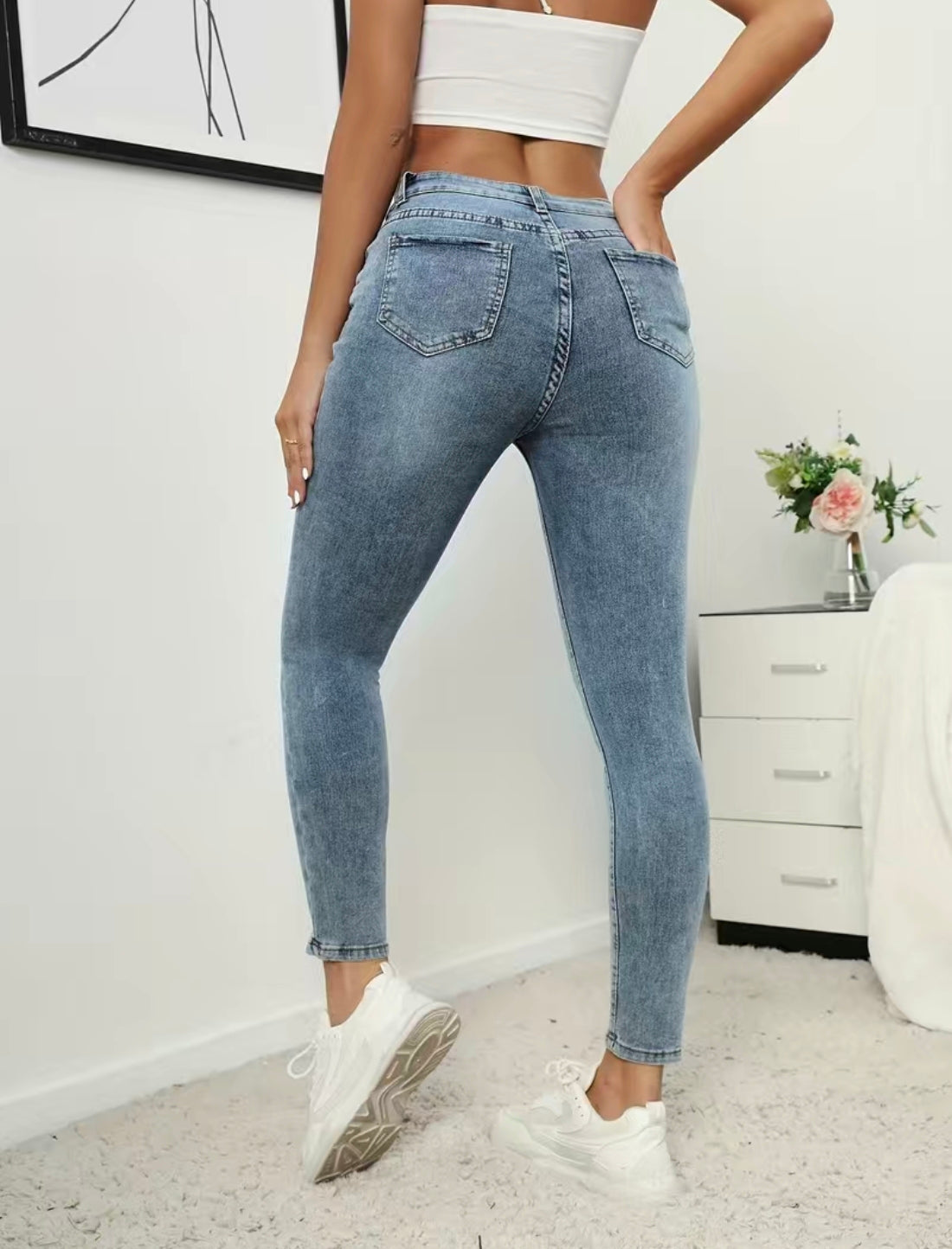 🇬🇧High Rise Skinny Jeans with Pockets