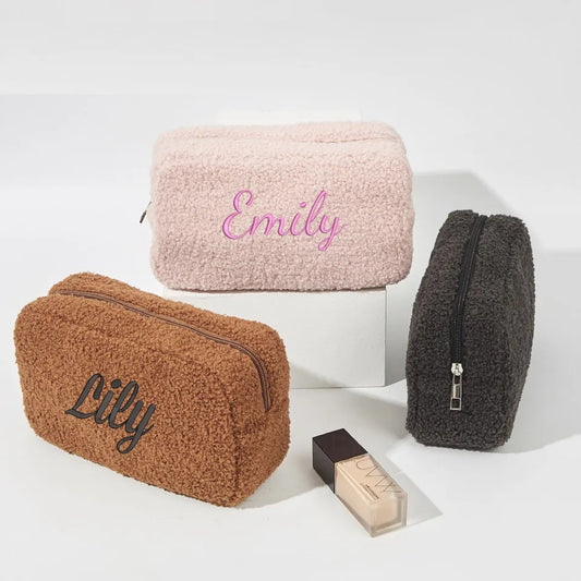🇬🇧Fuzzy Teddy Personalised Make Up Bag