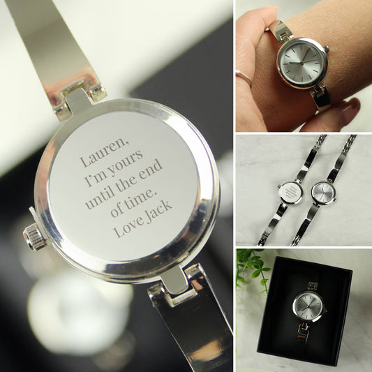 🇬🇧Personalised Silver Ladies Watch With Silver Slider Clasp