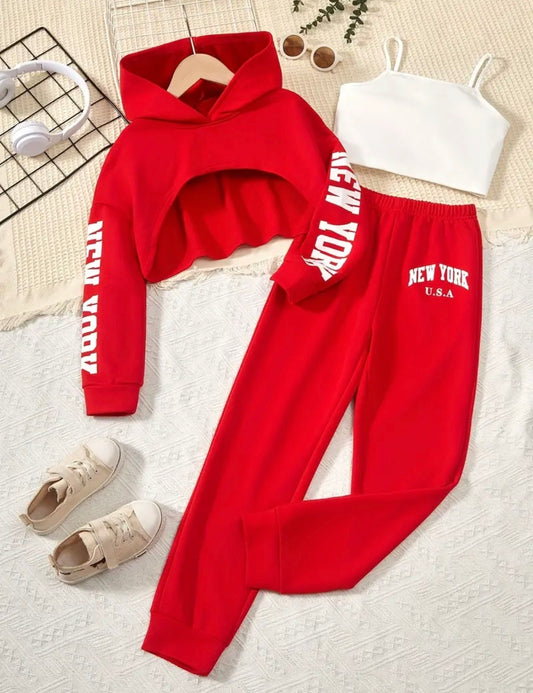 🇬🇧3Pc New York Tracksuit - Red