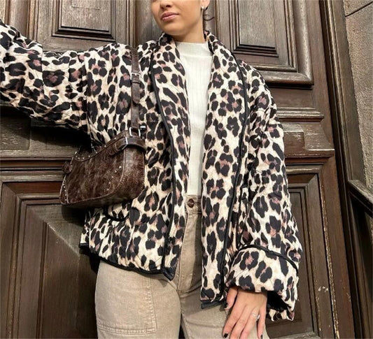 🇬🇧Quilted Leopard Jacket