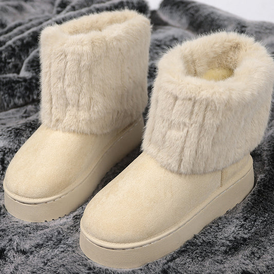 🇬🇧Winter Chunky Faux Fur Boots - Beige