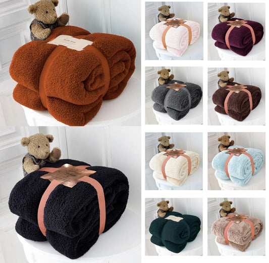 🇬🇧130x180cm Super Soft Teddy Fleece Blanket - 14 Colours