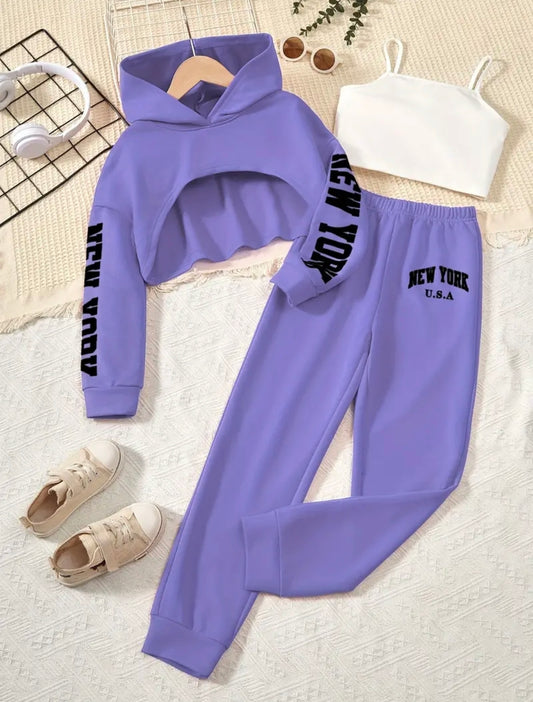 🇬🇧3Pc New York Tracksuit - Purple Violet