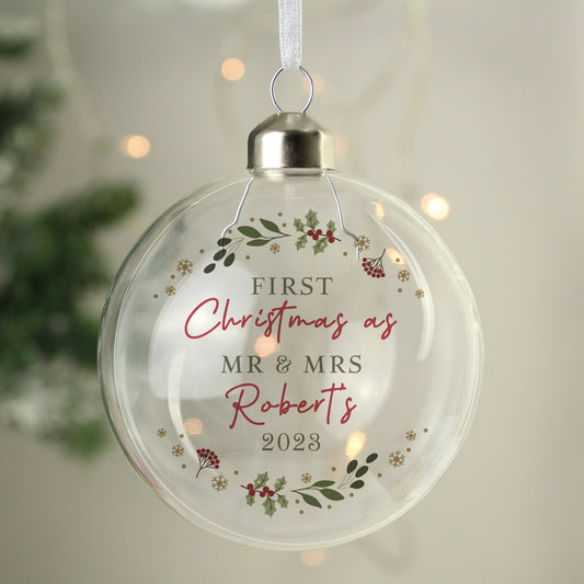 🇬🇧Personalised Christmas Glass Bauble