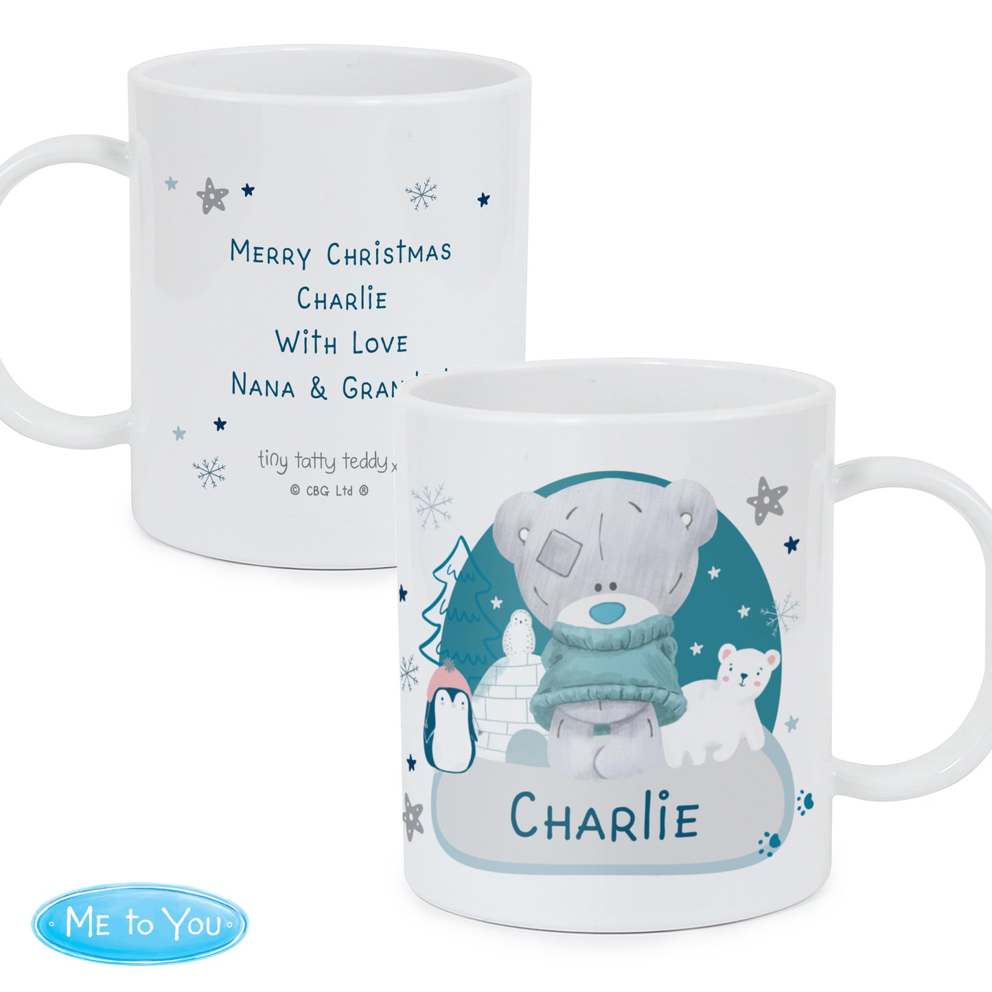 🇬🇧Personalised Winter Explorer Tiny TattyTeddy Plastic Mug