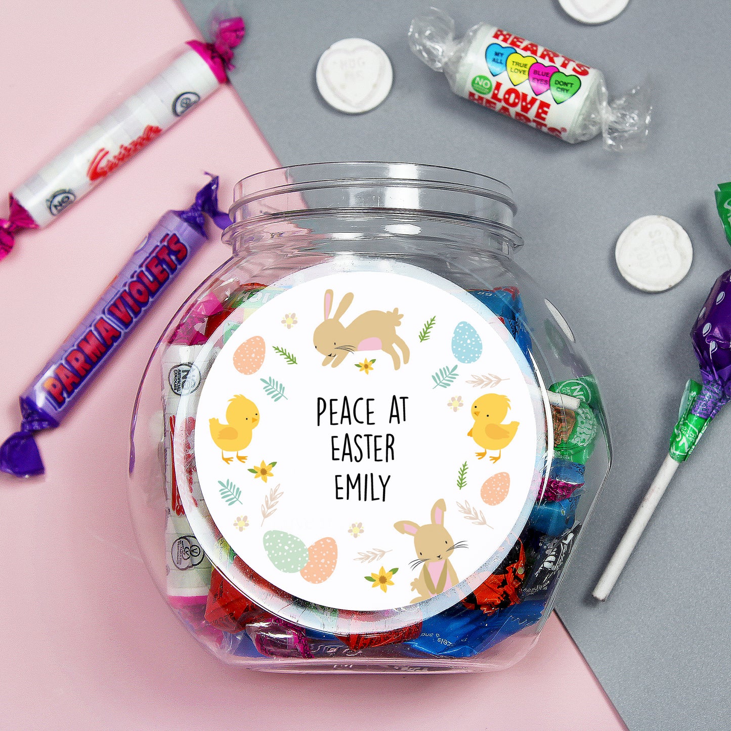 🇬🇧Personalised Easter Bunny & Chick Sweets Jar